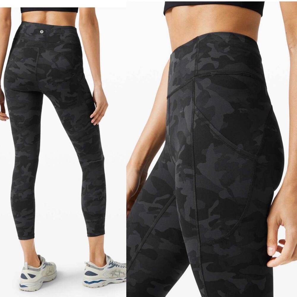 EUC 2 Pocket Lululemon Invigorate High-Rise Legging 25" Incognito Camo Grey 10